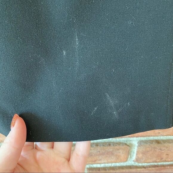 DressBarn Black Lined Pencil Skirt with Ruffle Hem, Belt Loops, & Button Details - Picture 2 of 10